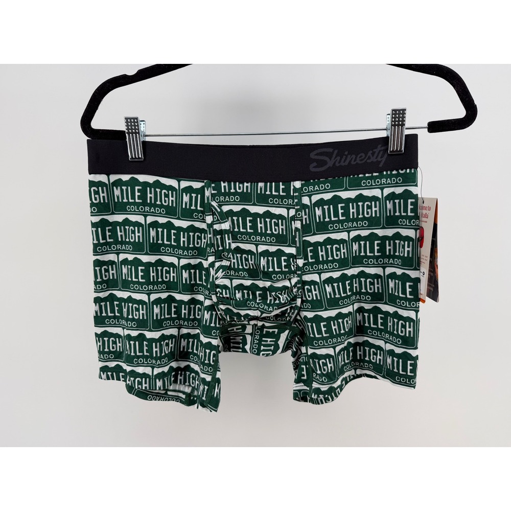 Shinesty Mens Ball Hammock Boxer Briefs Mile High Colorado License Plate Green M